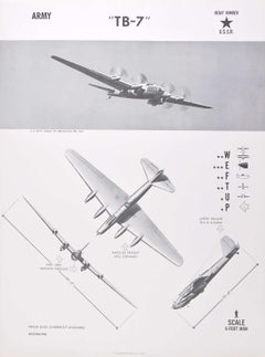 1944 "TB-7" USSR heavy bomber plane identification poster WW2