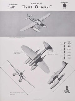 1944 Watanabe "Type O MK-1" reconnaissance plane identification poster WW2 Japan