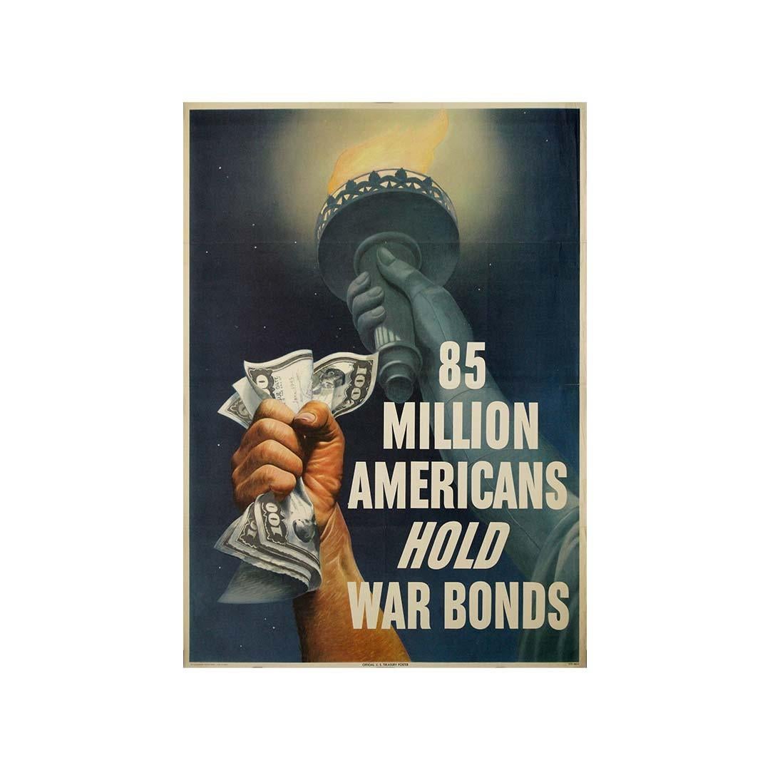 1945 original U.S. Treasury poster  - 85 Million americans hold war bonds For Sale 2