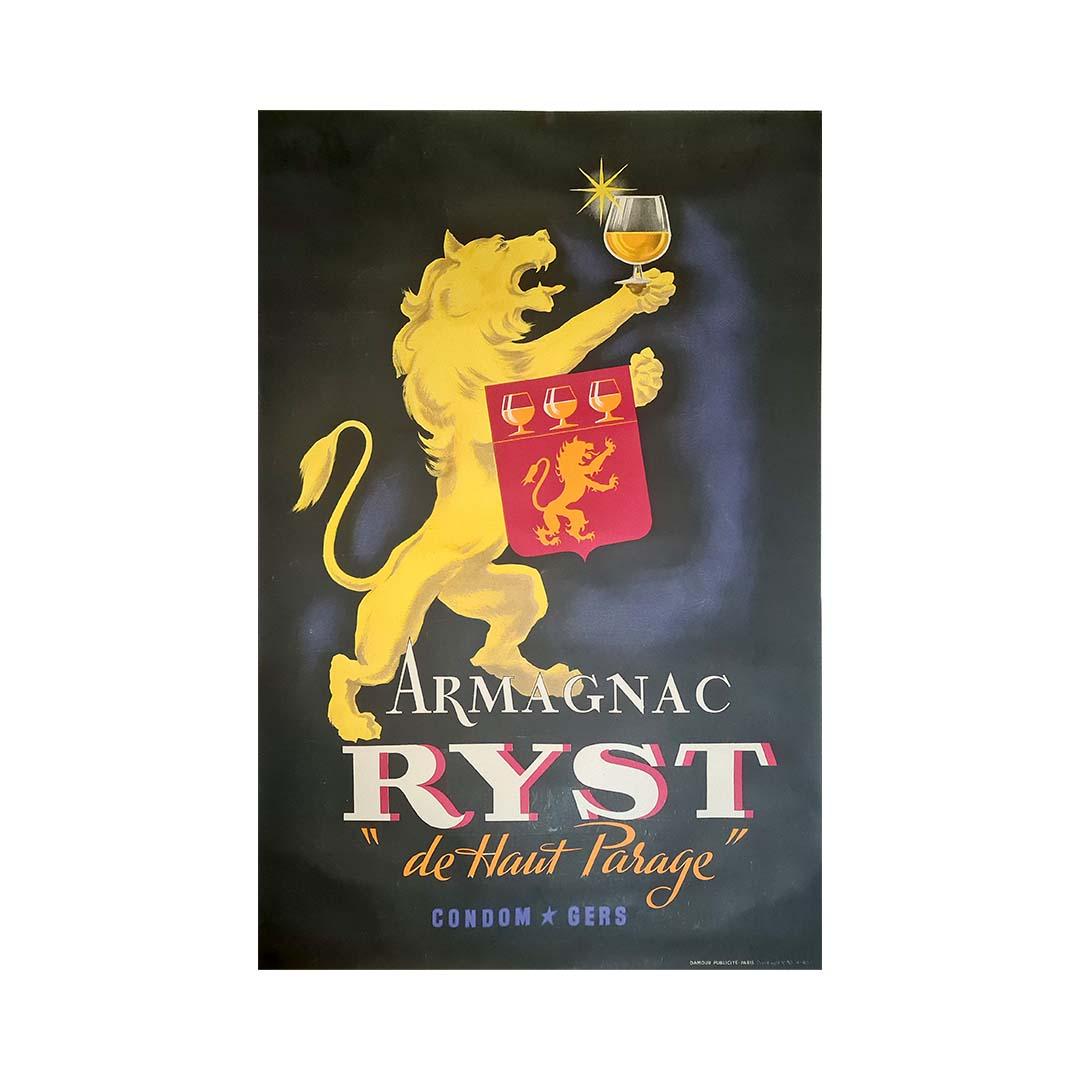 1946 Original-Werbeplakat f�ür Armagnac Ryst - Alkohol im Angebot 2