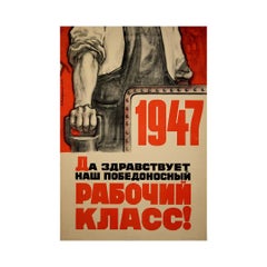 1947 original Soviet poster : Long live our victorious working class - USSR