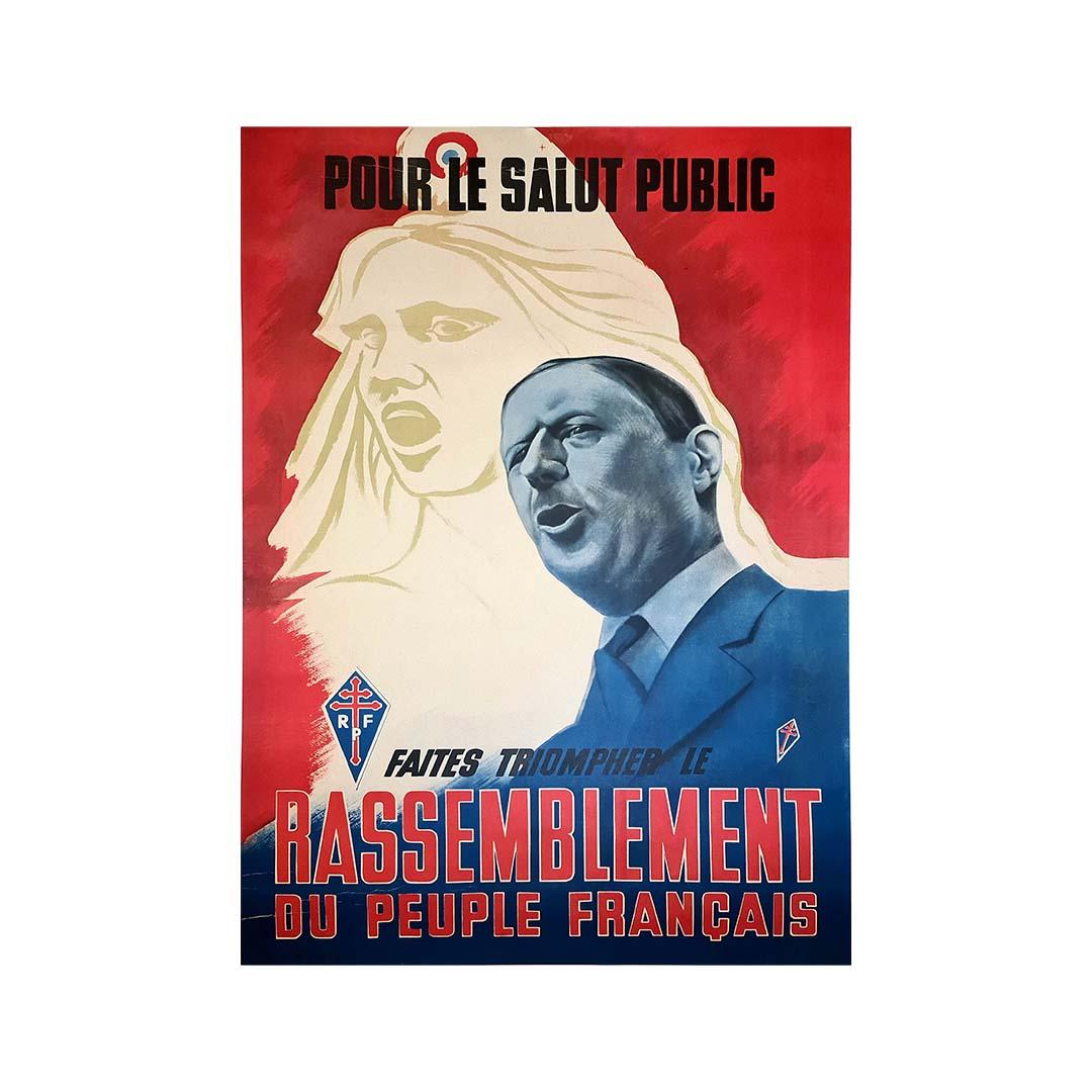 1947 Politisches Poster des R.P.F. Charles de Gaulle
