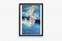1949 original poster created by the Perceval workshop for the airline Air France