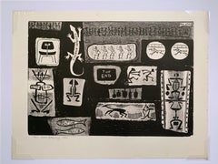 1950 "Cave Drawings" Abstract Stone Lithograph