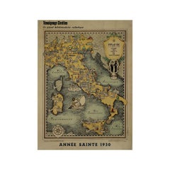 Mappa illustrata del 1950 Italia, Terra di Santi e Santuari