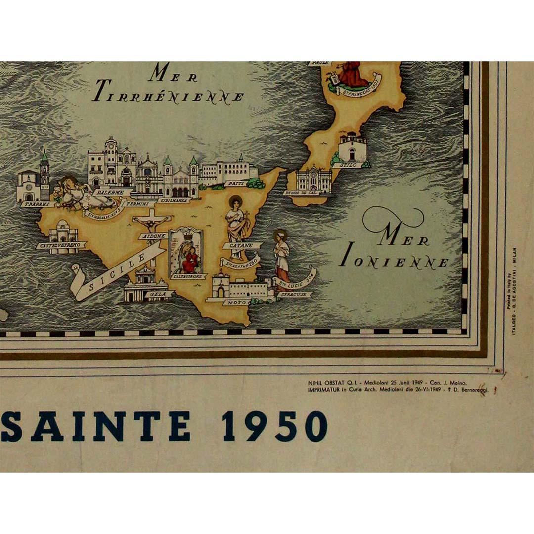 Carte illustrée Italie, Land of Saints and Sanctuaries, 1950 en vente 1