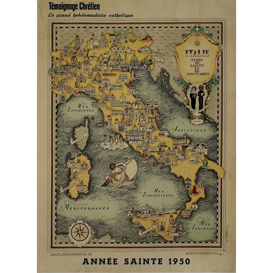 Carte illustrée Italie, Land of Saints and Sanctuaries, 1950 - Print de Unknown