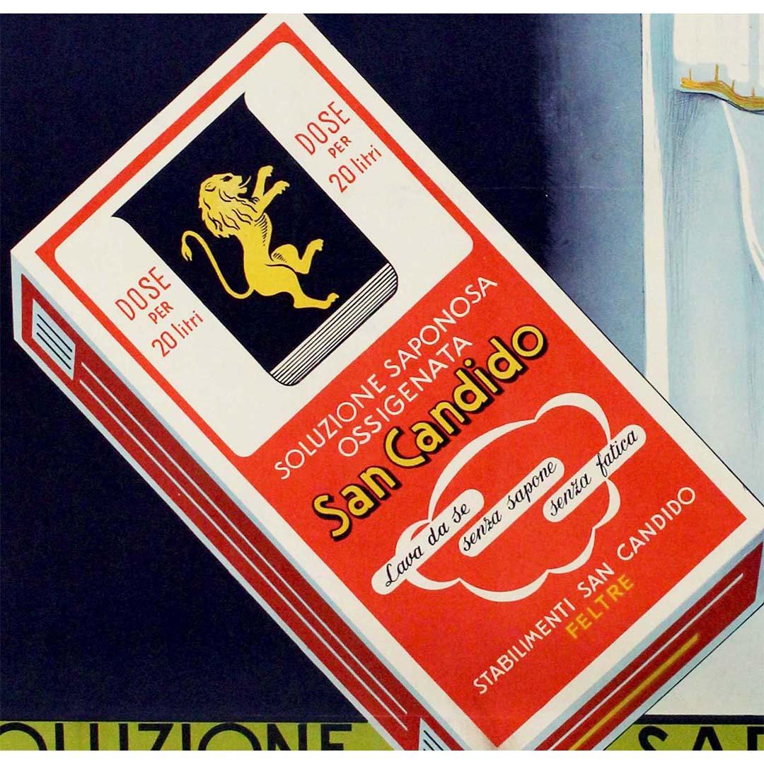 1950 Original poster San Candido: Ricchi Premi al Consumatore Soluzione Saponosa For Sale 1