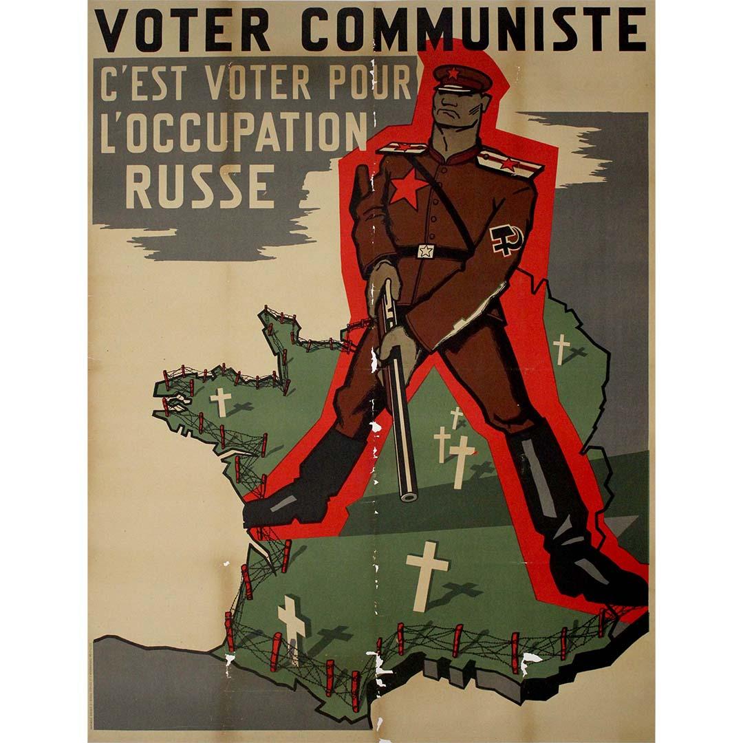 Cartel original de 1951 del grupo anticomunista francés "Paix et Liberté" (Paz y Libertad) - Print de Unknown