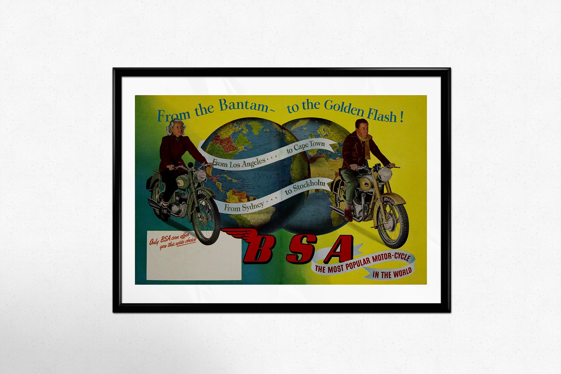 1952 original advertising poster for BSA The Most Popular Motorcycle For Sale 2