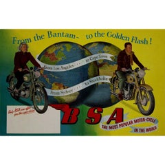 Vintage 1952 original advertising poster for BSA The Most Popular Motorcycle
