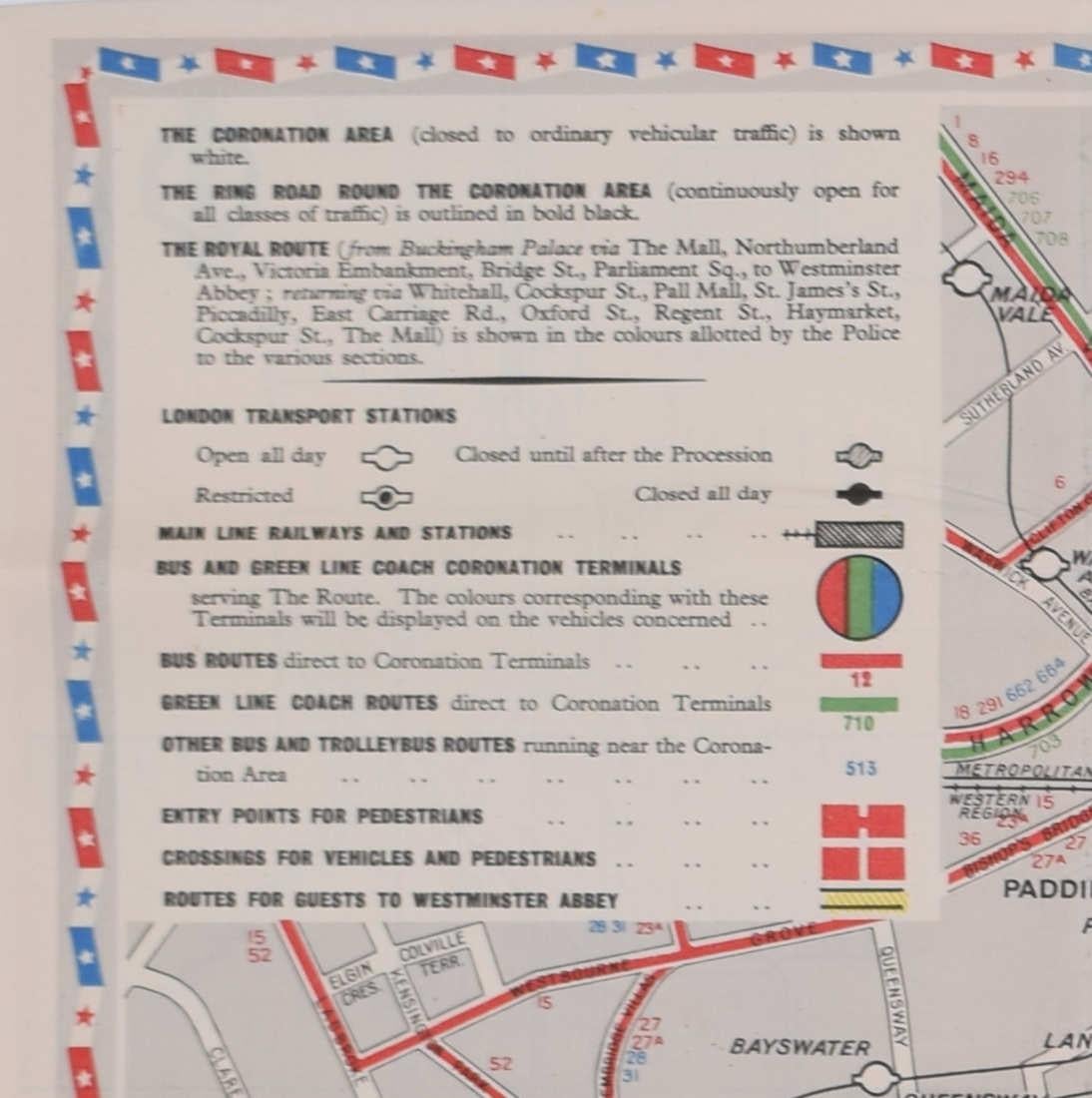 1953 Coronation Map for London Transport - Print by Unknown