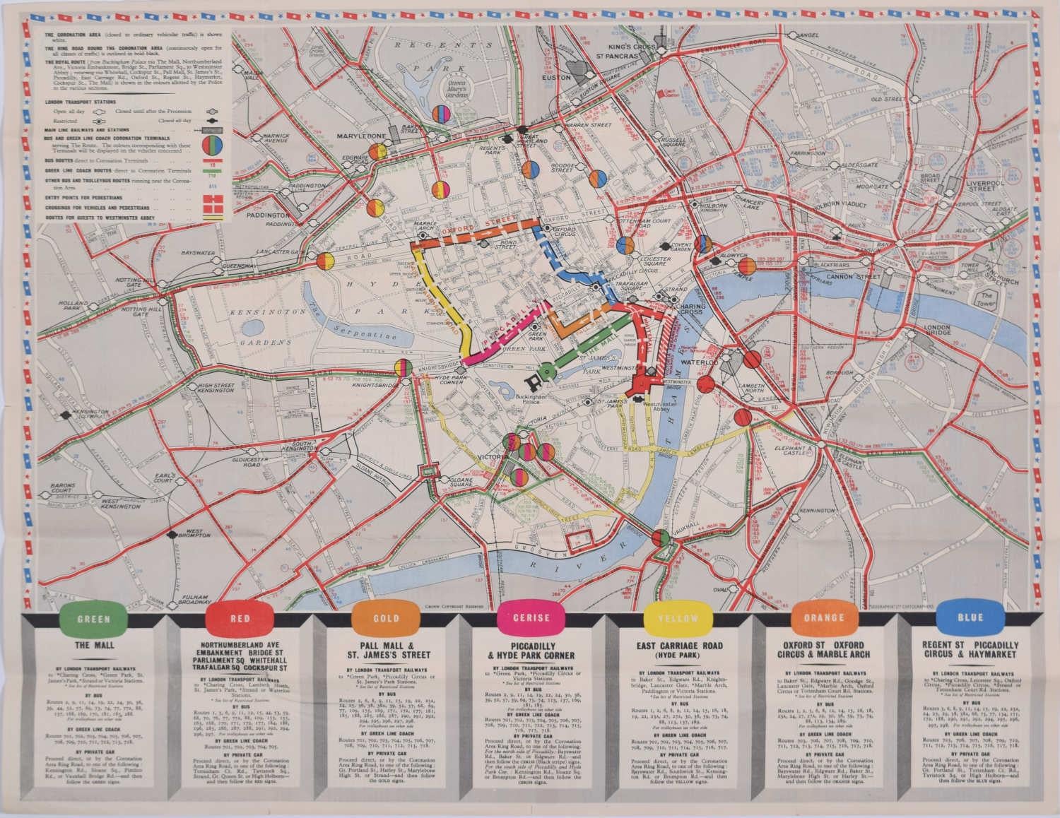 Unknown Landscape Print – Coronation Map für Londoner Transport, 1953