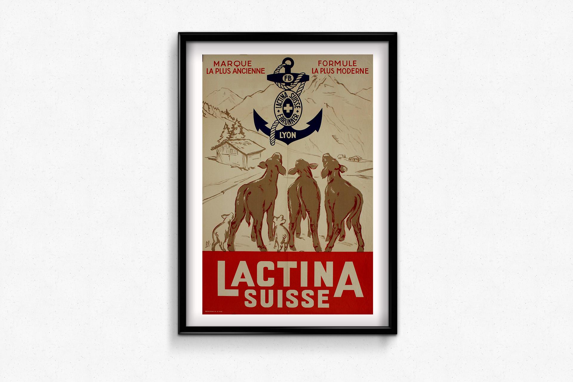 1953 French poster for Lactina Suisse - Brunner in Lyon For Sale 2