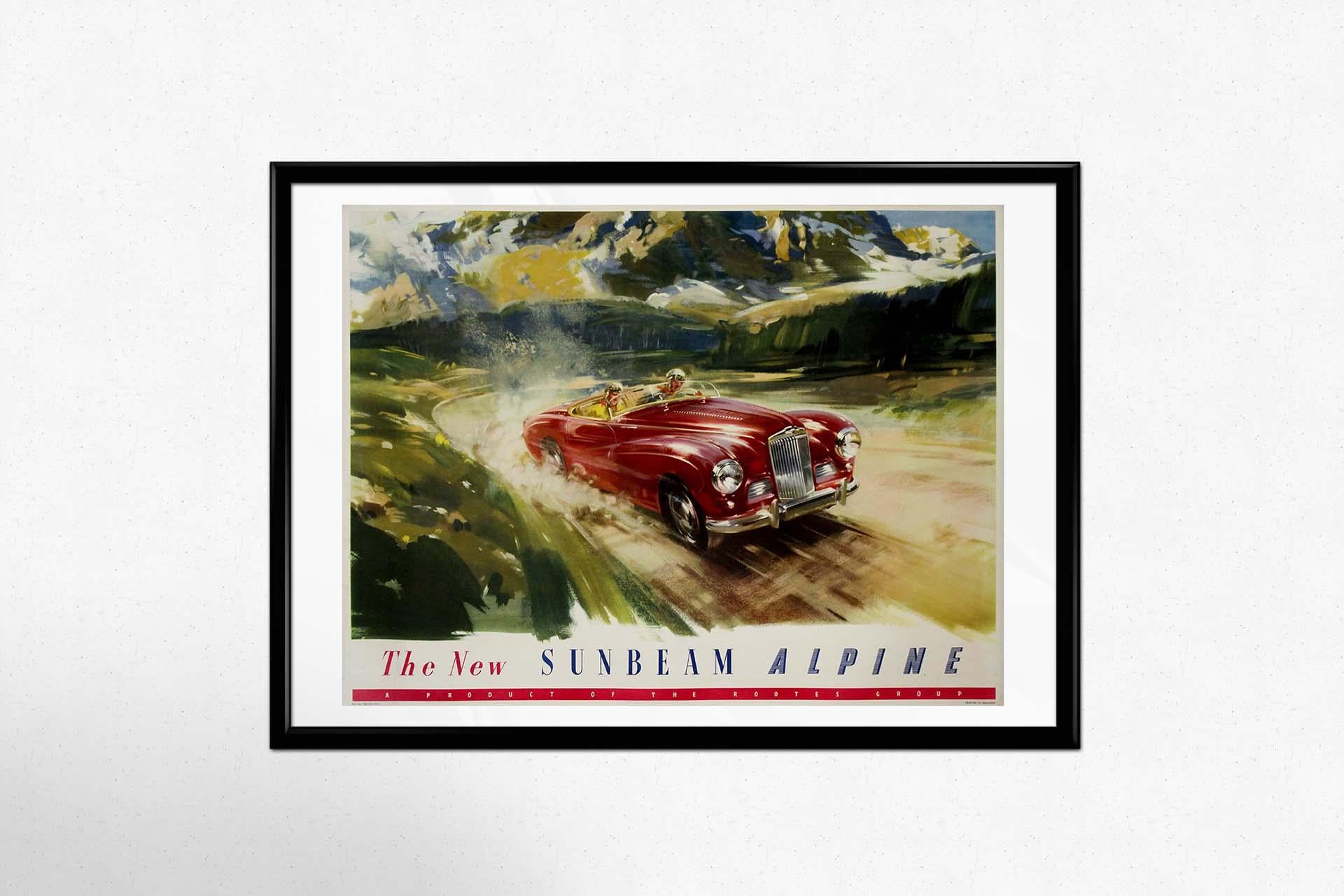 Affiche publicitaire originale pour The New Sunbeam Alpine - Car de 1953 en vente 2
