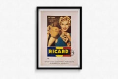 1955 original advertising poster featuring Tilda Thamar promoting Ricard alcohol
