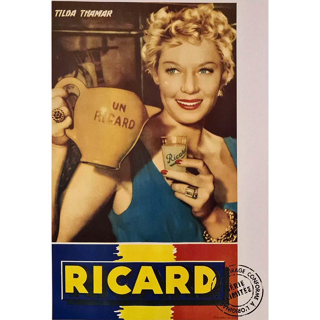 1955 original advertising poster featuring Tilda Thamar promoting Ricard alcohol For Sale 1