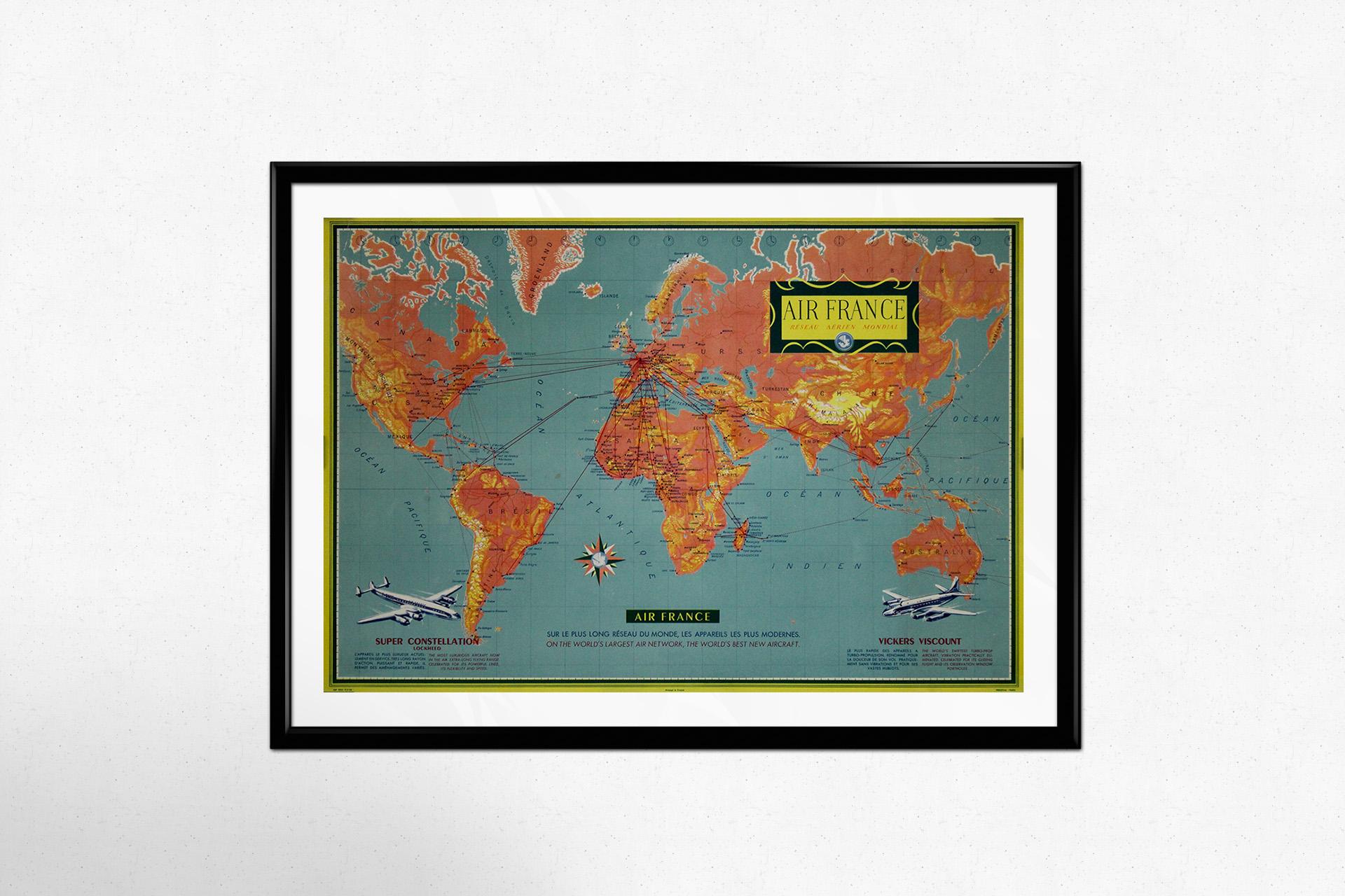 Dieses Originalplakat von Air France aus dem Jahr 1956 mit dem Titel 