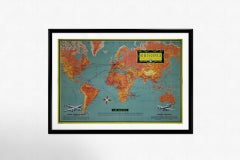 1956 original Air France poster “Réseau Aérien Mondial” (World Air Network)