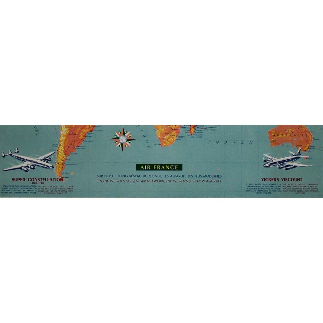 Originalplakat der Air France von 1956 Réseau Aérien Mondial (Weltluftnetz) im Angebot 1