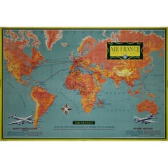 1956 original Air France poster “Réseau Aérien Mondial” (World Air Network)