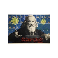 1956 original soviet poster - Dmitri Mendeleïev, The periodic table - USSR