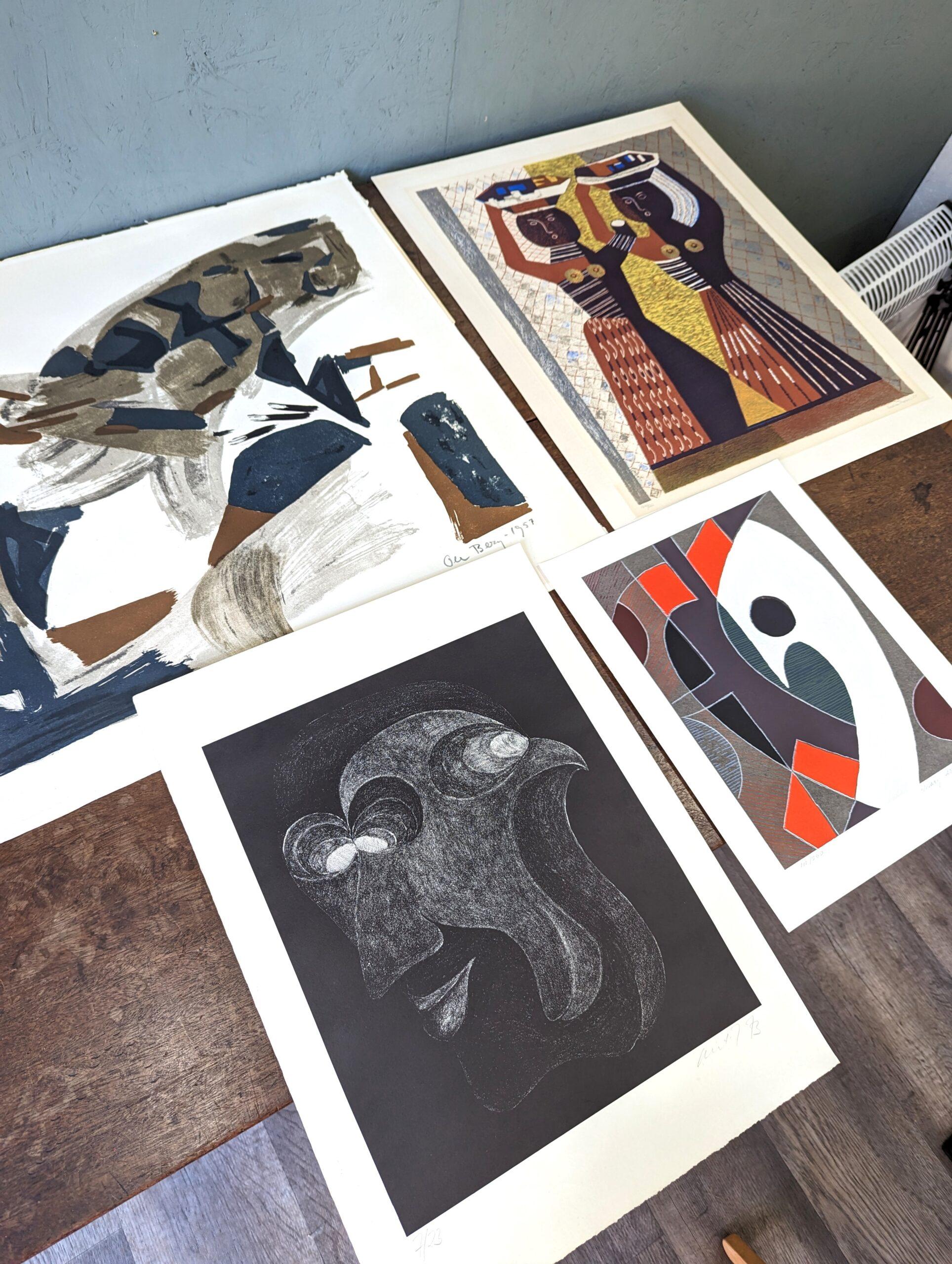 Lithographie suédoise abstraite signée Ole Berg, Mark & Line, 1957 6