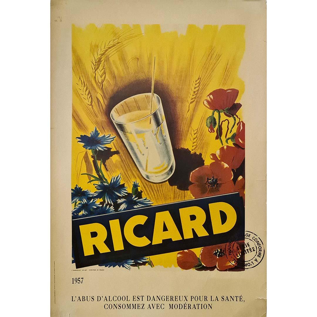 1957 original advertising poster for Ricard - French pastis brand - Print by Unknown