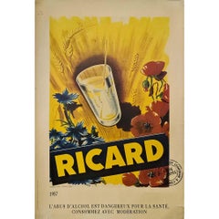 Used 1957 original advertising poster for Ricard - French pastis brand