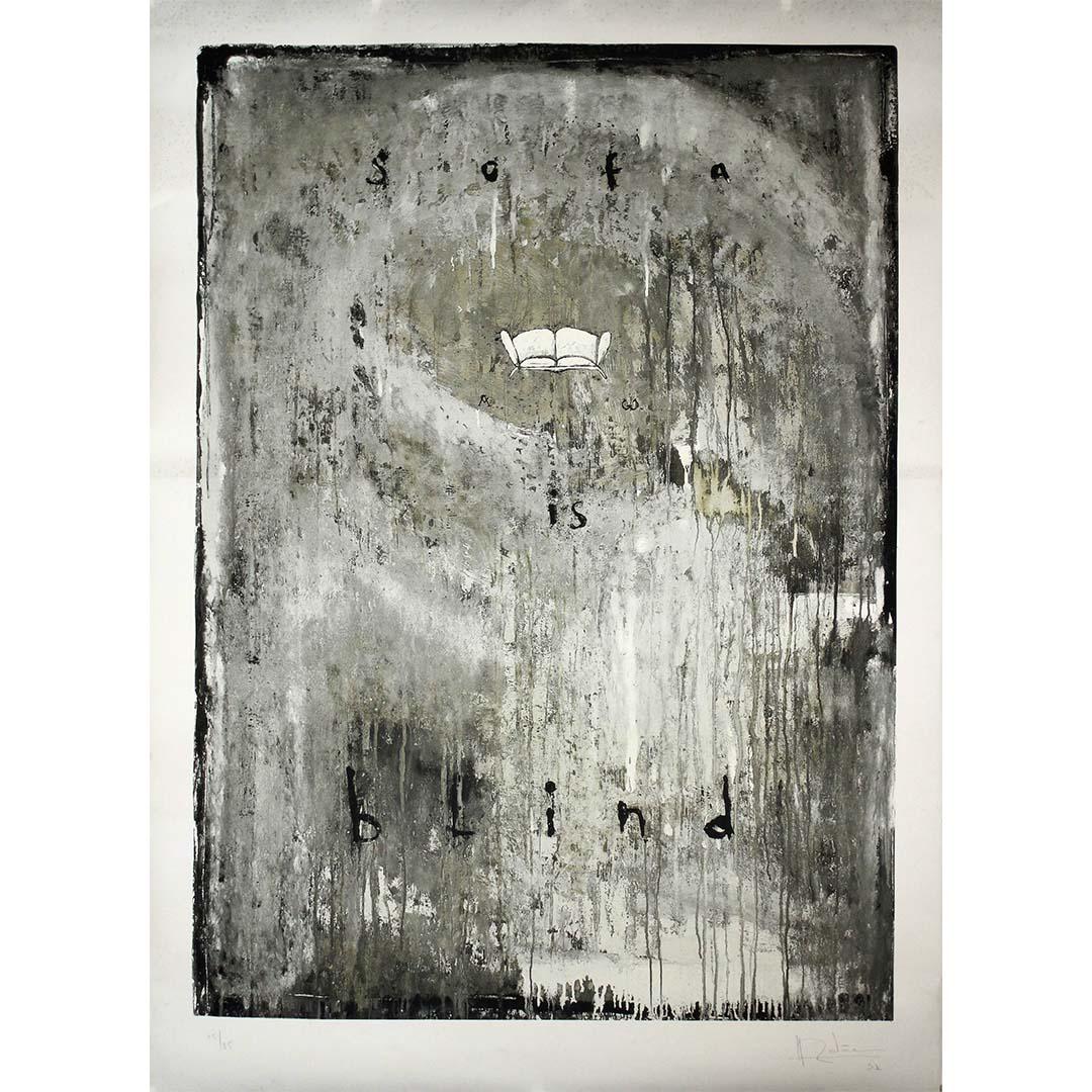 Unknown Print - 1957 original lithograph - Sofa is Blind