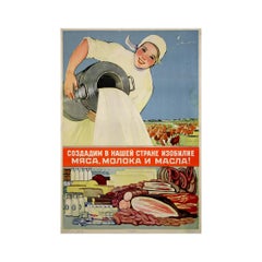 1957 original soviet poster - Post-war agricultural policy in the Soviet Union