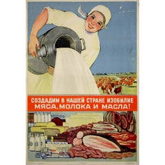 1957 original soviet poster - Post-war agricultural policy in the Soviet Union