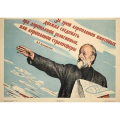 1957 Soviet poster features the visionary scientist Konstantin Tsiolkovsky