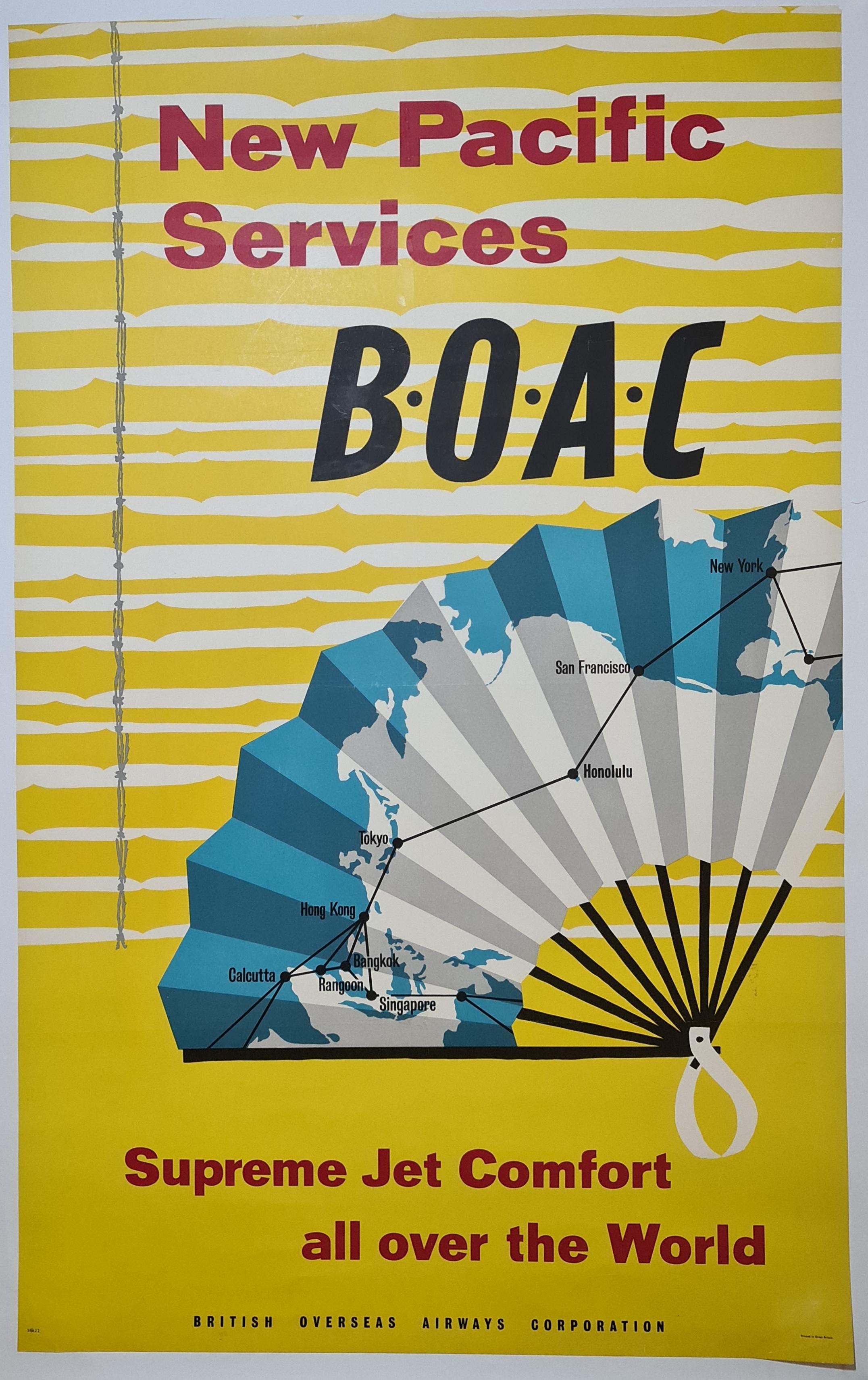 1958 Original poster for the British Overseas Airways Corporation For Sale 1