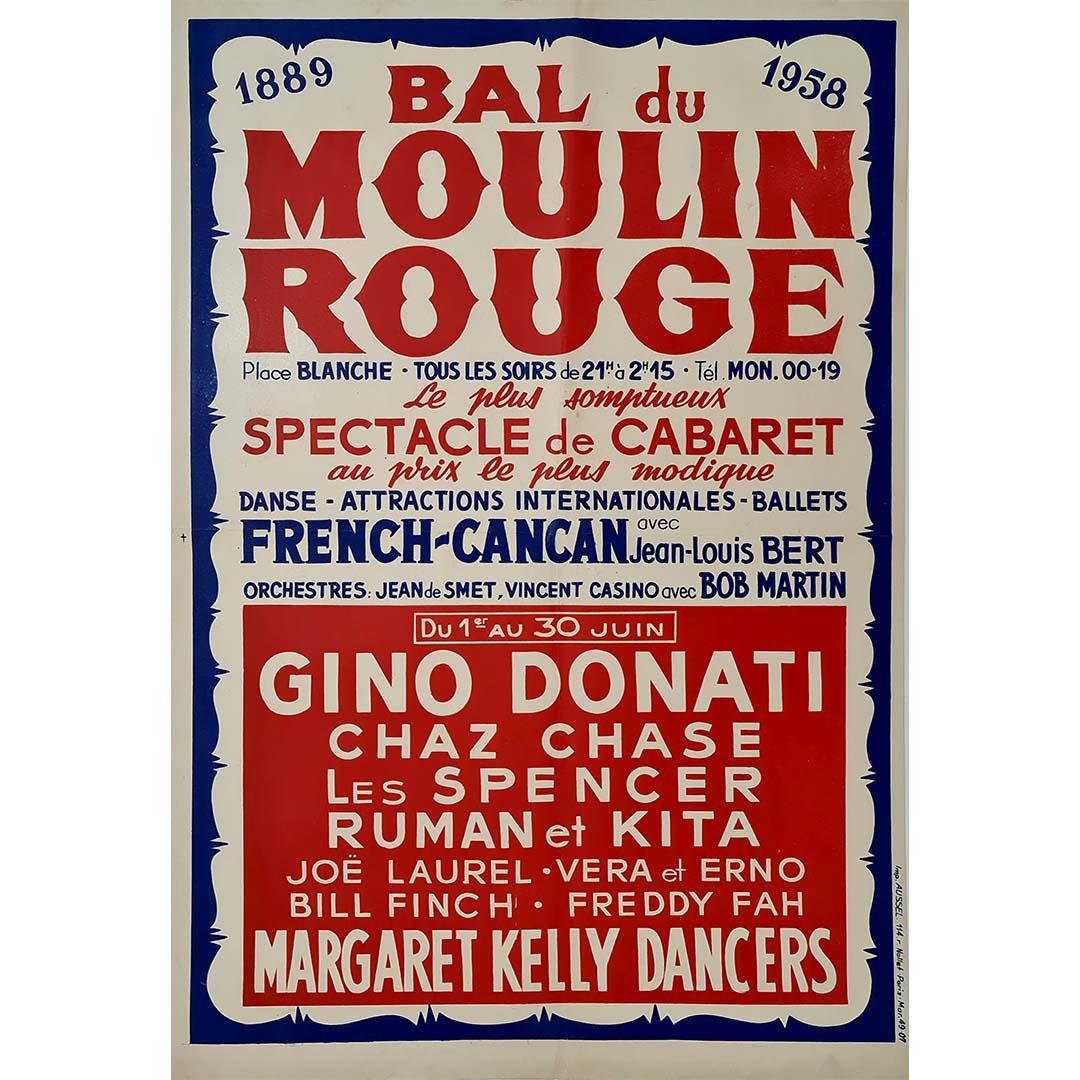 1958 original vintage poster for the Bal du Moulin Rouge