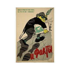 1958 Soviet Poster Cold War Satire NATO Air Bases Propaganda