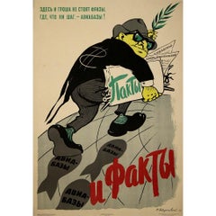 1958 Soviet Poster Cold War Satire NATO Air Bases Propaganda