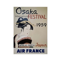 1959 Air France original poster promoting the Osaka International Festival