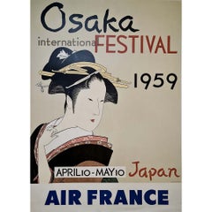 1959 Air France original poster promoting the Osaka International Festival