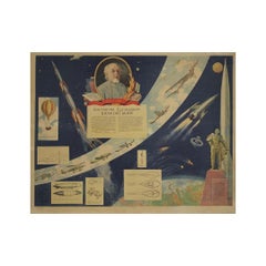 1959 Original soviet poster tribute to Konstantin Tsiolkovsky - Space Race