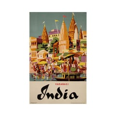 Cartel de viajes de 1959 que celebra Benarés, la ciudad más sagrada del hinduismo
