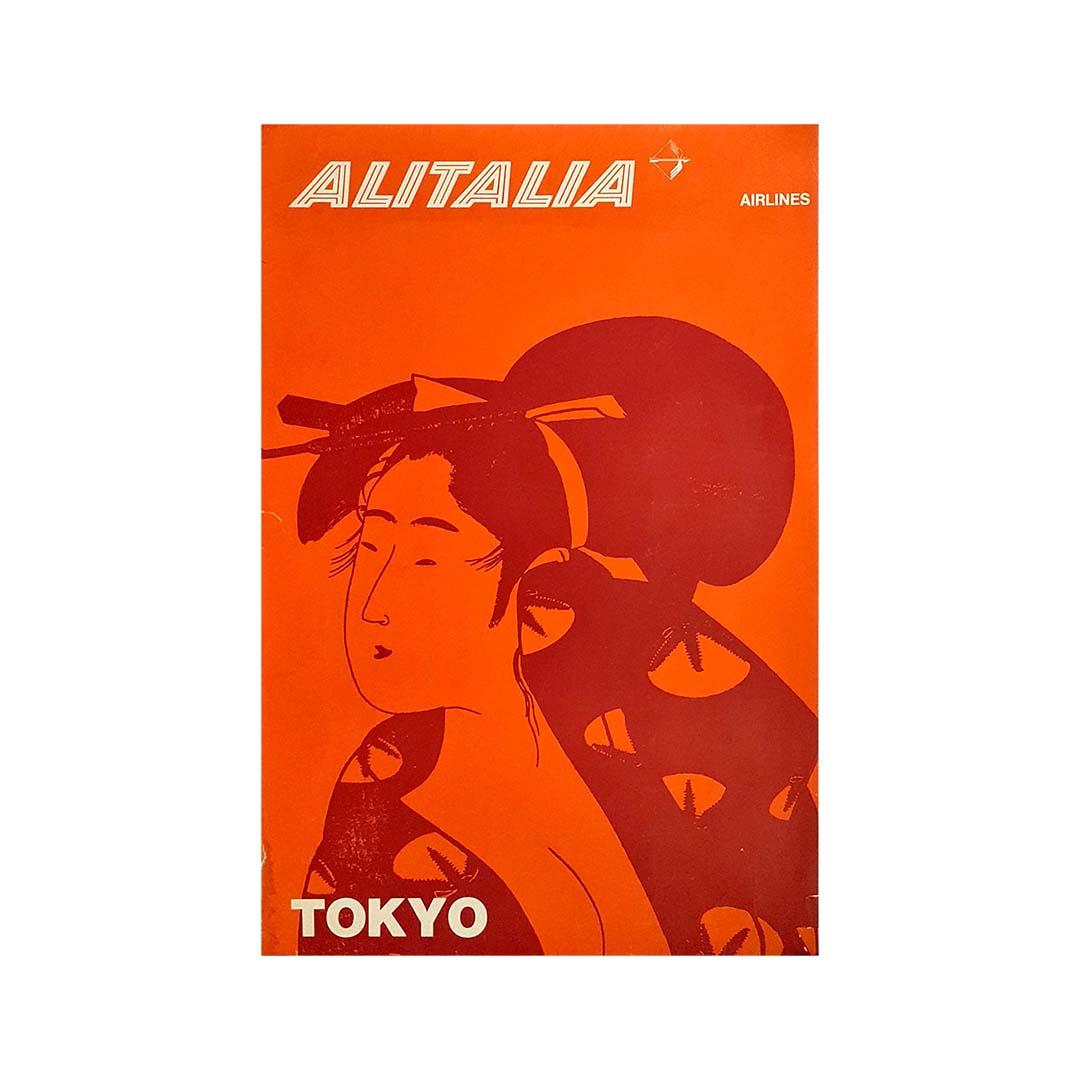 1960 Original poster for the company Alitalia Airlines flight to Tokyo - Print by Unknown