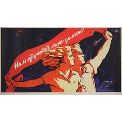 1960 original soviet poster : Let us set out to discover distant worlds!