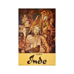 1961 Original tourism poster for Ajanta region in India - Bodhisattva Padmapani