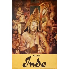 Vintage 1961 Original tourism poster for Ajanta region in India - Bodhisattva Padmapani
