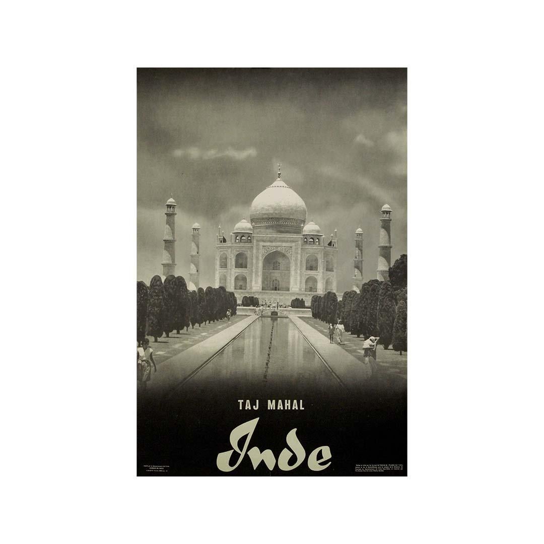 1961 original travel poster titled Inde – Taj Mahal For Sale 2