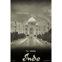 Cartel de viaje original de 1961 titulado Inde - Taj Mahal