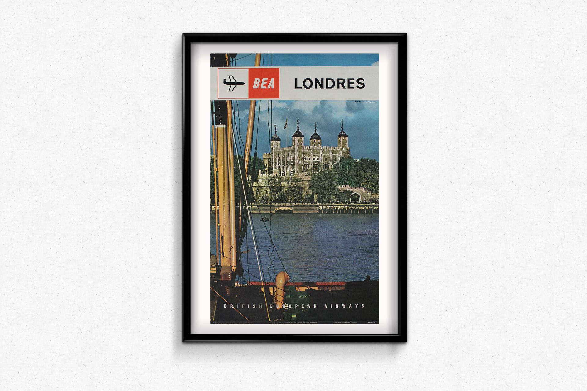 1962 original poster for BEA (British European Airways) - Tower of London For Sale 2