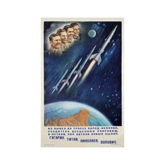 1962 poster Yuri Gagarin, Gherman Titov, Andriyan Nikolaev, Pavel Popovich