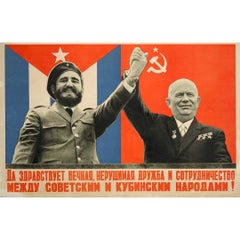 1963 Soviet Poster – USSR & Cuba Friendship Propaganda